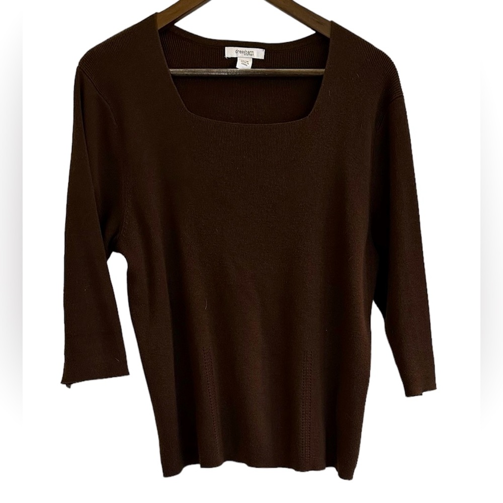 Dress Barn brown 3/4 sleeve knit top women 14/16